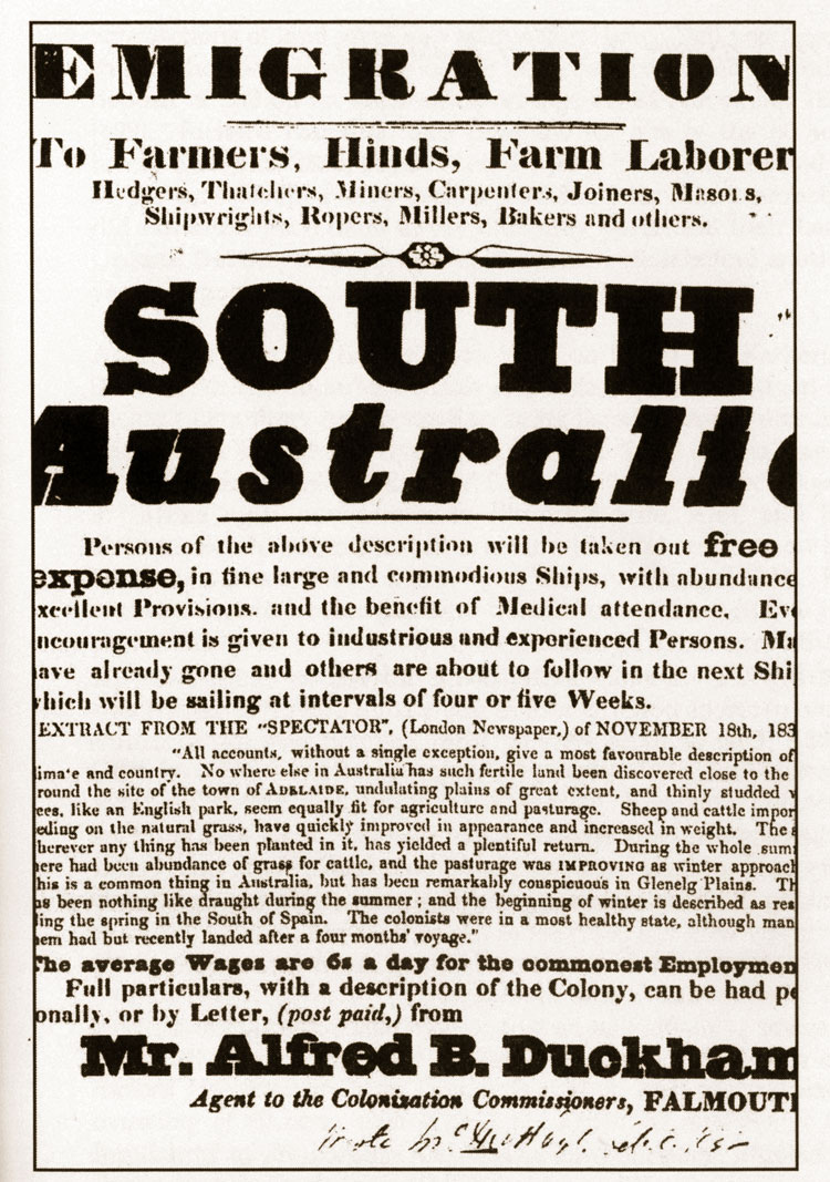 Emigration advertisment 1800s