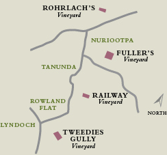 Map of Barossa showing Vineyards