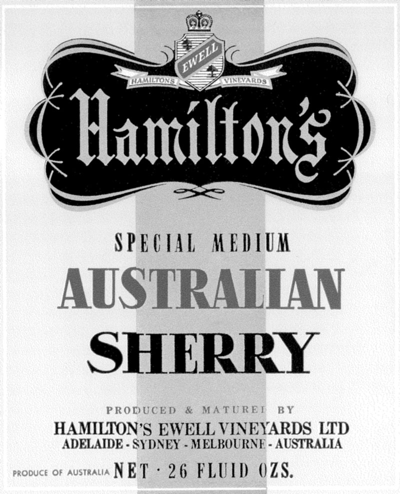 Hamiltons Australian Sherry Label